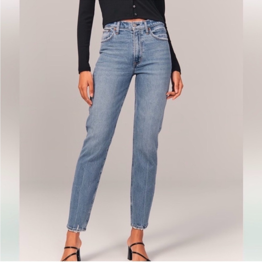 Abercrombie & Fitch Jeans Size 6 The Mom High-Rise Light Blue Curve Love Cotton - Picture 1 of 14